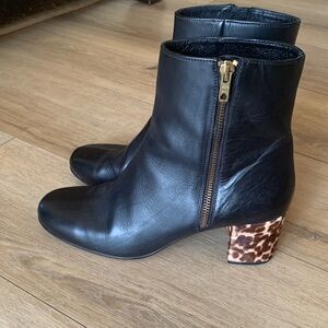 J. Crew Black Leather Ankle Booties
